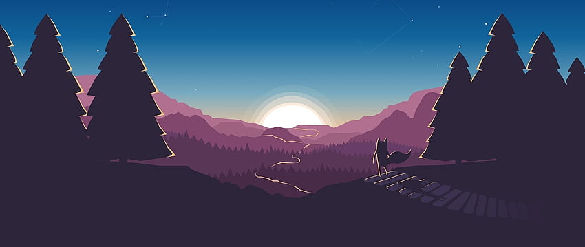 Sunrise in Forest Landscape Illustrate Resolution , Artist , , and Background - Den, Imaginary Landscape HD wallpaper