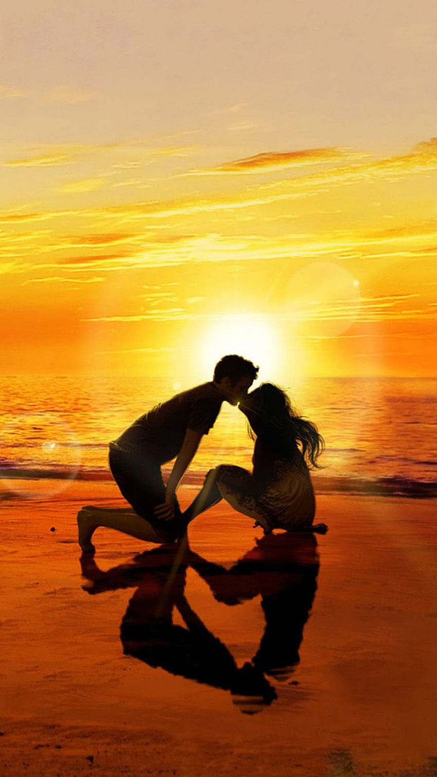 キスする恋人 サンセットビーチ iPhone 6 . iPhone、iPadワンストップ。 Iphone 愛, 真の愛, 愛, ビーチ ロマンス HD電話の壁紙