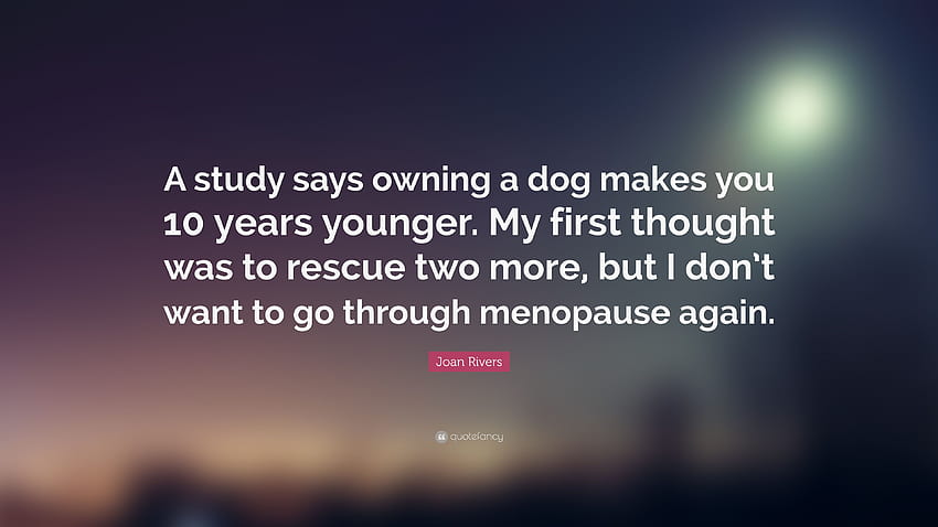 Joan Rivers Quote: “A study says owning a dog makes you 10 years younger. My first thought was to rescue two more, but I don't want to go th.” (7 ), Study Quotes HD wallpaper