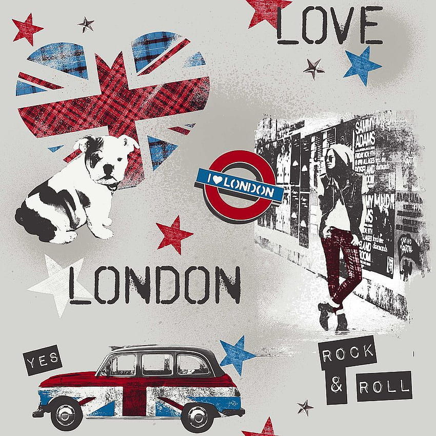 London Love Red / Blue by Galerie. Downstairs loo, London Cartoon HD phone wallpaper