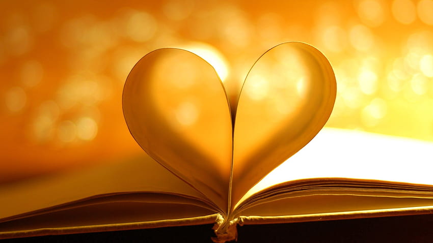 book, heart, page, shadow, light 16:9 background HD wallpaper