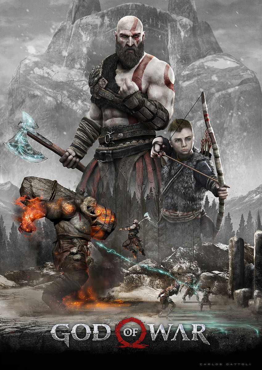 Kratos God Of War Illustration Games   Background and God of War Anime  HD wallpaper  Pxfuel