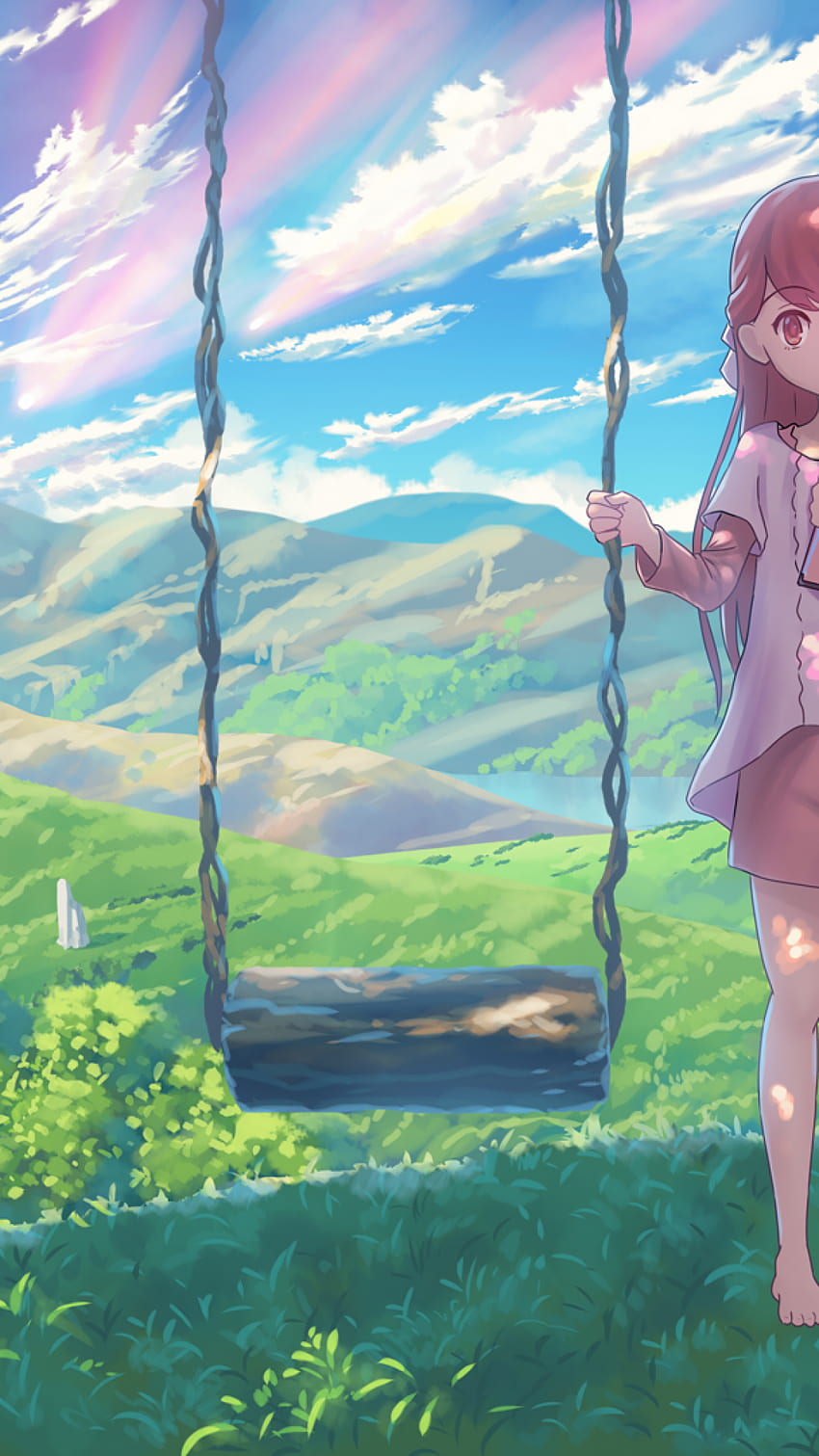 Shelter, Rin, Swing, Landscape, Grass, Shelter Anime HD phone wallpaper