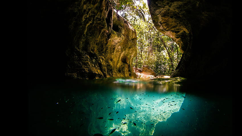 Caverna do Sepulcro de Cristal, pôr do sol em Belize papel de parede HD