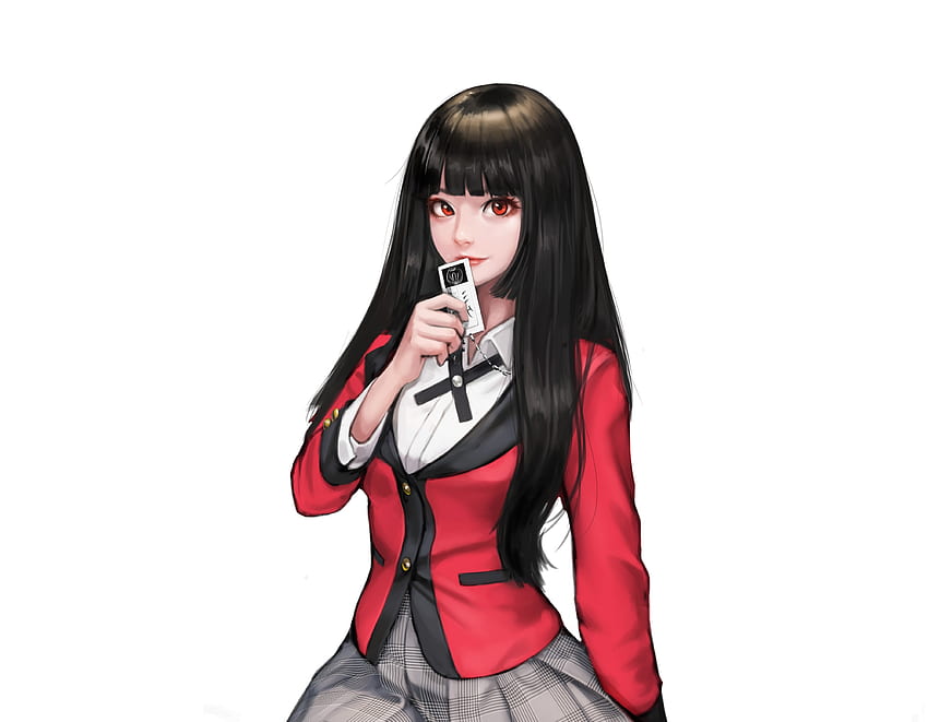 Kakegurui, anime girl, red blazer, Yumeko Jabami HD wallpaper