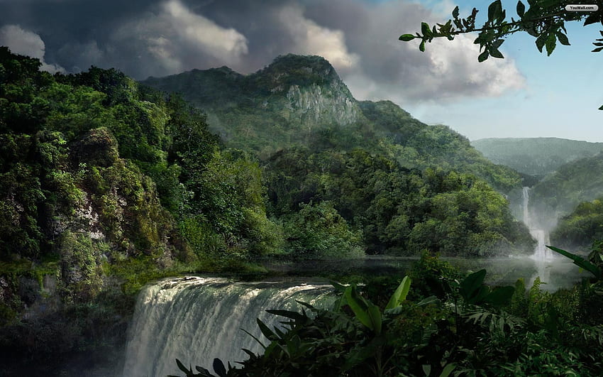 3D jungle - 3D jungle 3D jungle Downl. Scenery, Waterfall , Waterfall, Rainforest HD wallpaper
