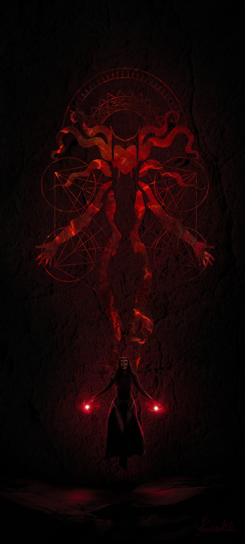 The Scarlet Witch, red, super, art, marvel, avengers, maximoff, wanda, mcu HD phone wallpaper