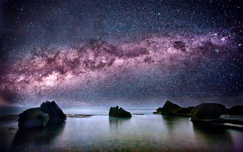 . Красив . . . Млечният път, океанското нощно небе HD тапет
