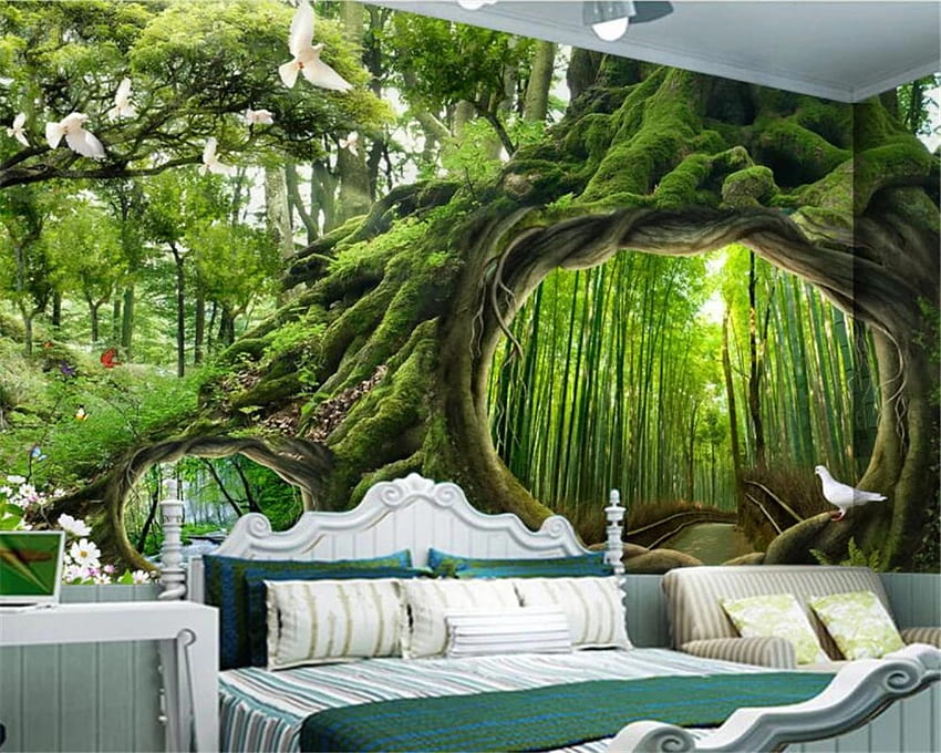 Beibehang Large high quality 3D magical forest tree hole cafe children's room backdrop for walls 3 d tapety. . - AliExpress HD wallpaper