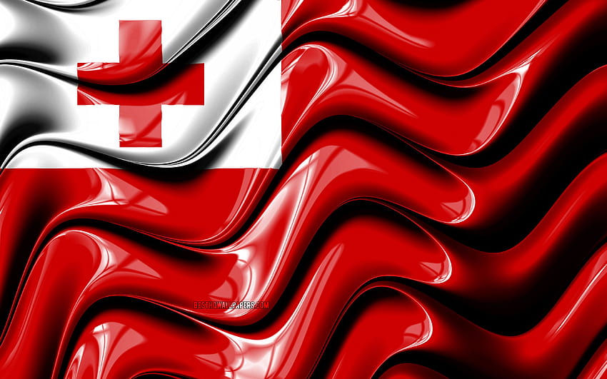 Tongan flag, , Oceania, national symbols, Flag of Tonga, 3D art, Tonga, Oceanian countries, Tonga 3D flag for with resolution . High Quality HD wallpaper