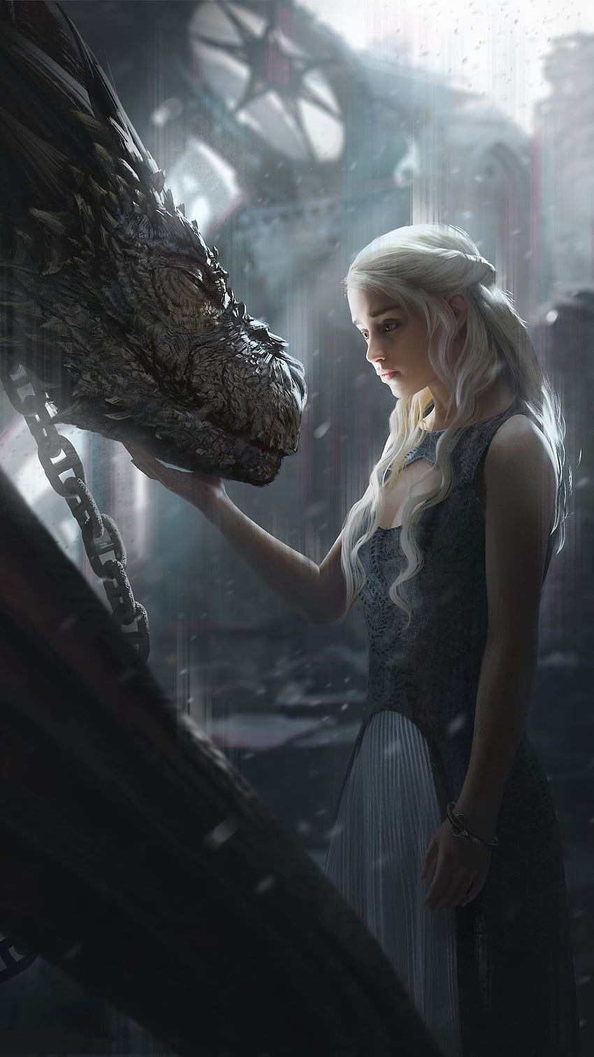 Daenerys Targaryen с Dragon Artwork iPhone 7, 6s, 6 Plus HD тапет за телефон