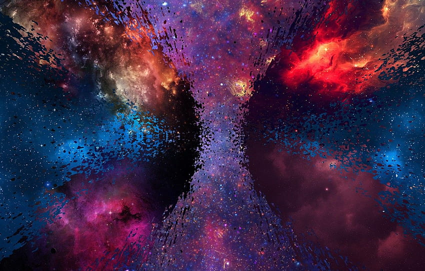 ruang, bintang, biru, kuning, nebula, merah, terang, refleksi, kotor, abu-abu, berwarna merah muda, biru, hitam, gelap, cahaya, ruang untuk , bagian космос, Bright Outer Space Wallpaper HD