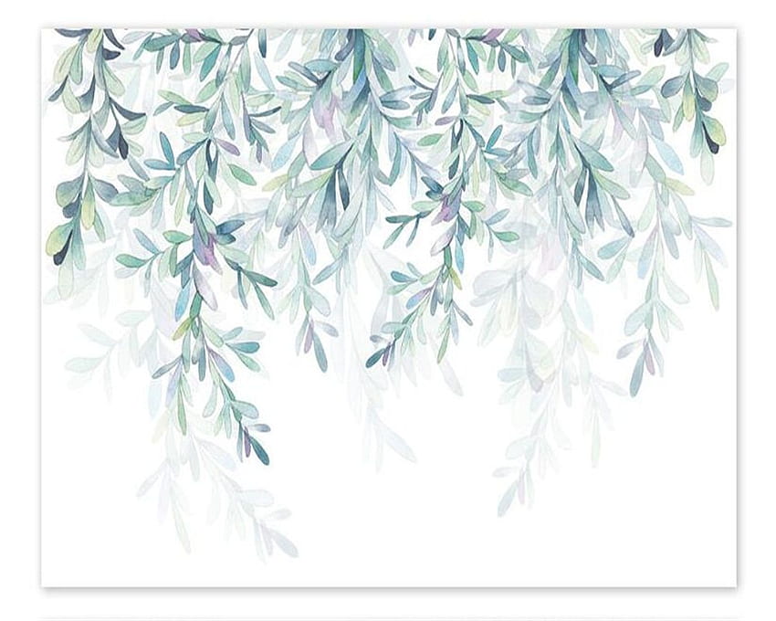 Niestandardowa beibehang nowa osobowość świeży zielony liść styl przypominający akwarele nordycki minimalistyczny tło papel de parede. styl . papel de paredepapel de Tapeta HD