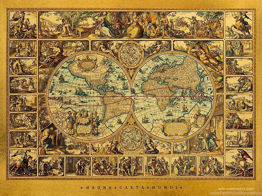 Harita Vintage Haritalar Dünya Antik Sanatsal Reprodüksiyon Posteri. Arka plan HD duvar kağıdı