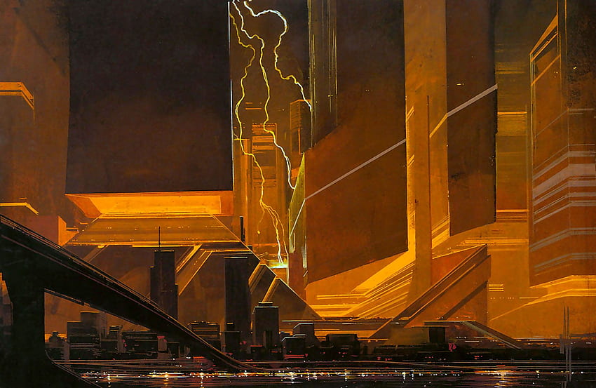 futurista, Blade Runner, obras de arte, horizonte de la ciudad, Syd Mead fondo de pantalla