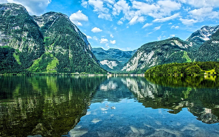 Le lac de Hallstatt, été, Alpes, montagnes, Obertraun, Autriche, Hallstatter See, belle nature, R, Europe, Hallstatt Fond d'écran HD