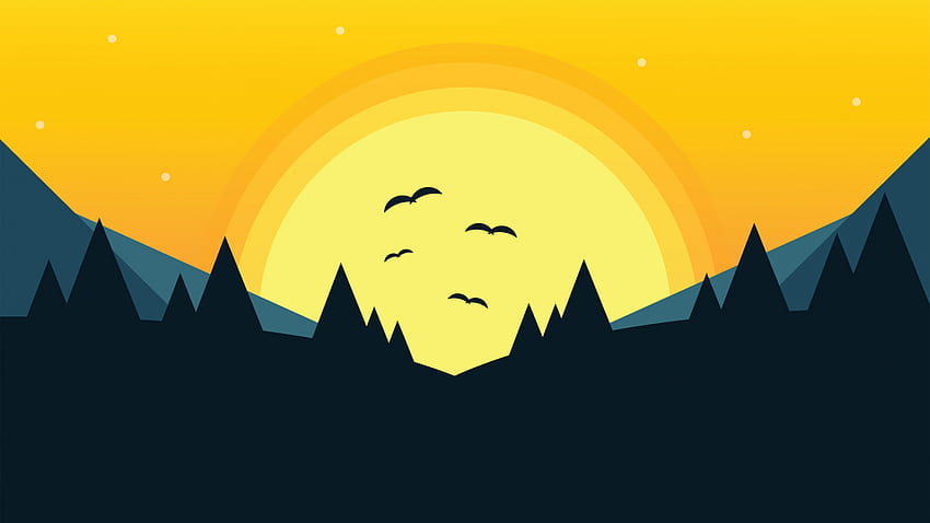 Minimal Scenery Forest Sunset Digital Art Eyecandy For Your XFCE HD wallpaper