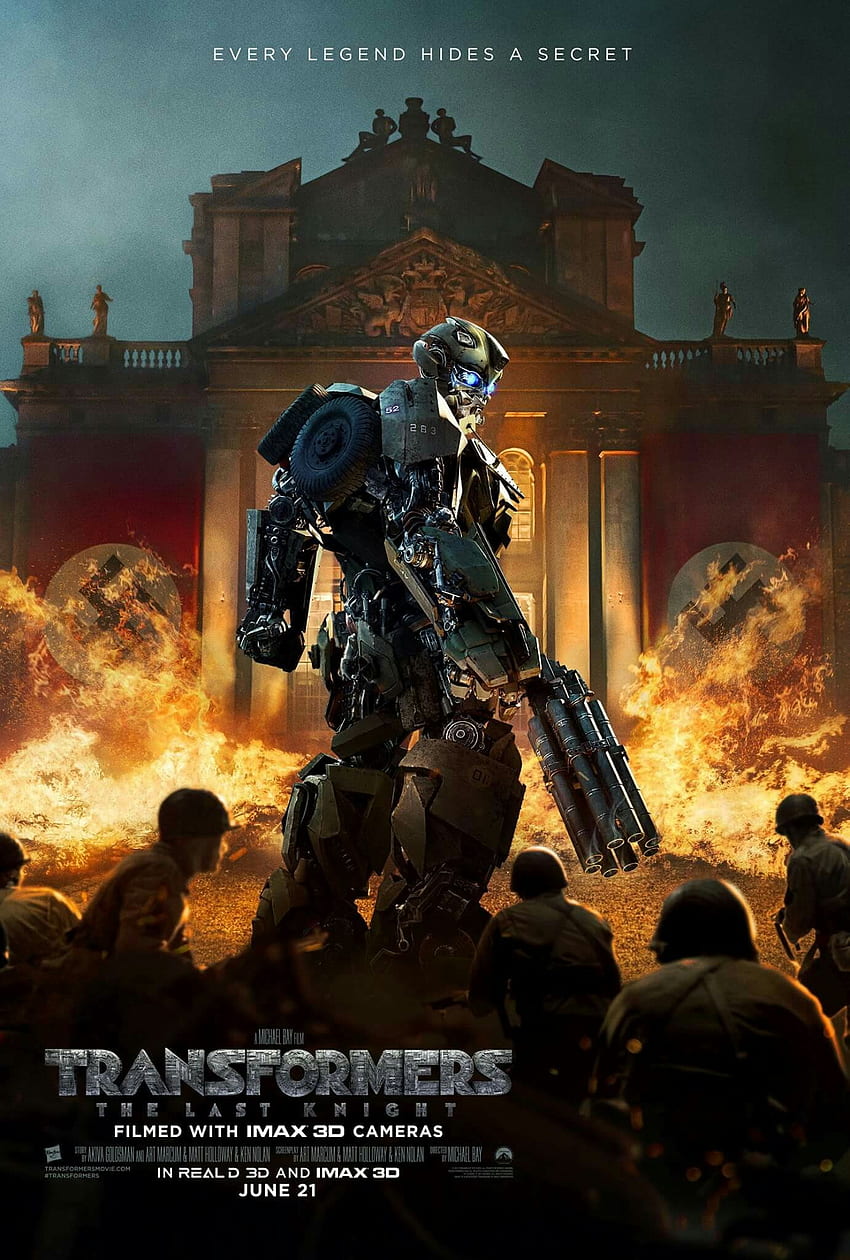 Красив постер на филма Transformers The Last Knight. Слоган: „Всяка легенда крие тайна. HD тапет за телефон