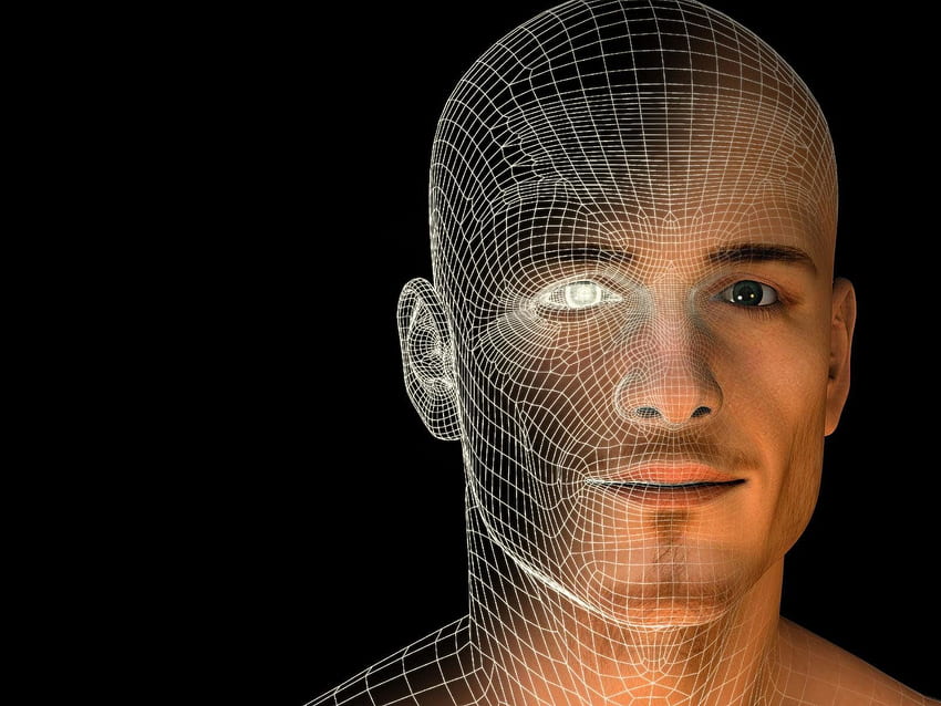 3D лице и фон, човешко лице HD тапет