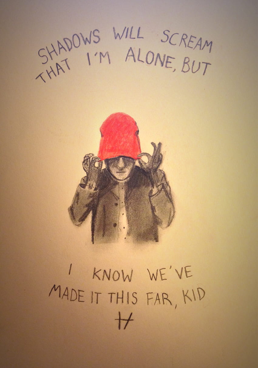 Day 6 of 30 day drawing challenge- shadows. Blurryface Tyler with lyrics from migraine. (twenty one pilots fan art) by HD phone wallpaper
