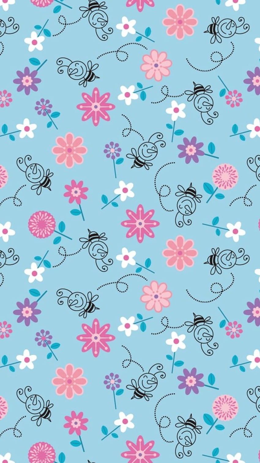 Blue Flower clipart girly flower - Pencil and in color blue flower HD phone wallpaper