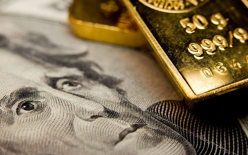 sztabki złota, dolary, koncepcje pieniędzy, finanse Tapeta HD