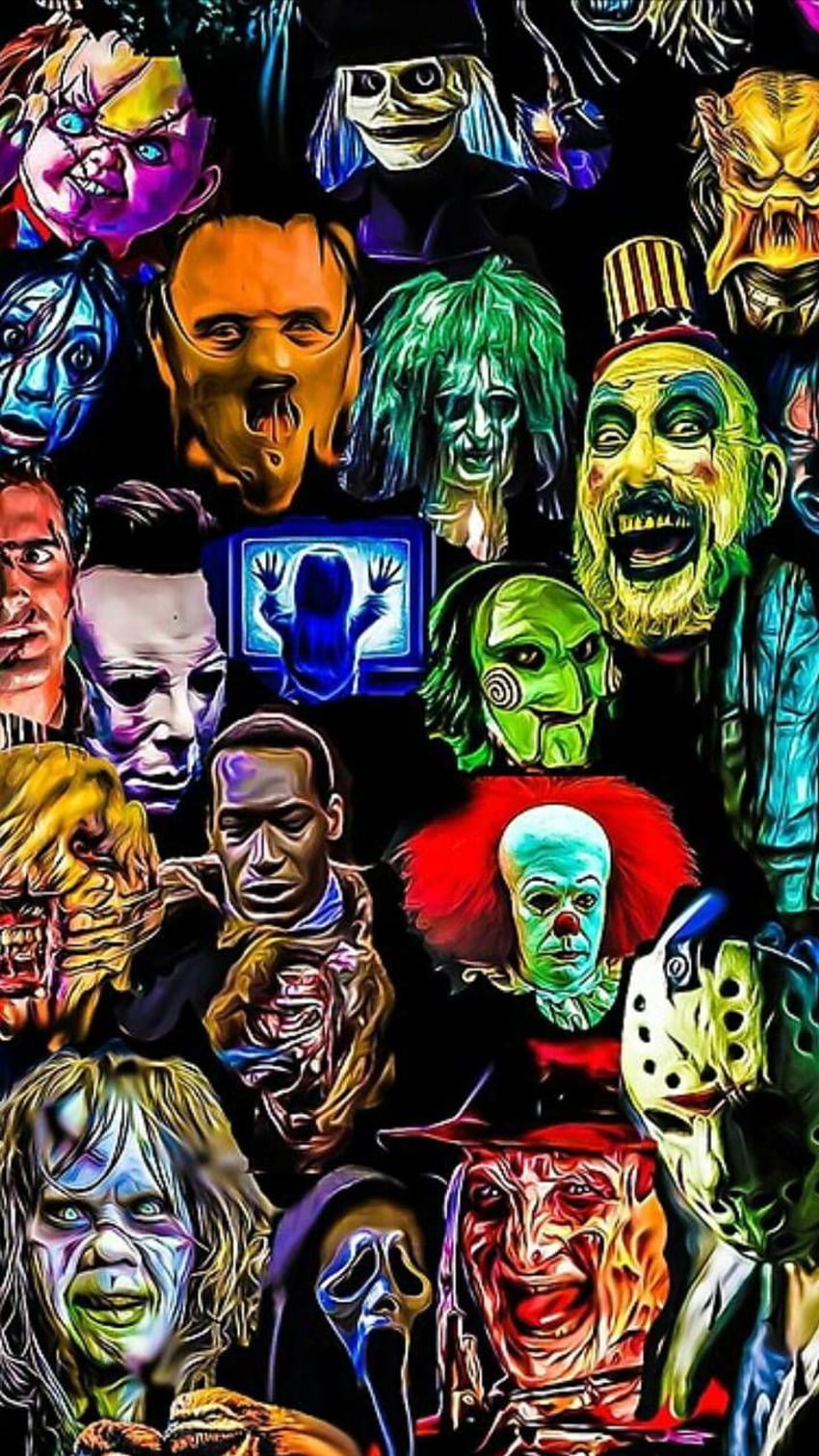 Películas . Arte de películas de terror, carteles de terror, dibujos animados de terror, íconos de terror fondo de pantalla del teléfono