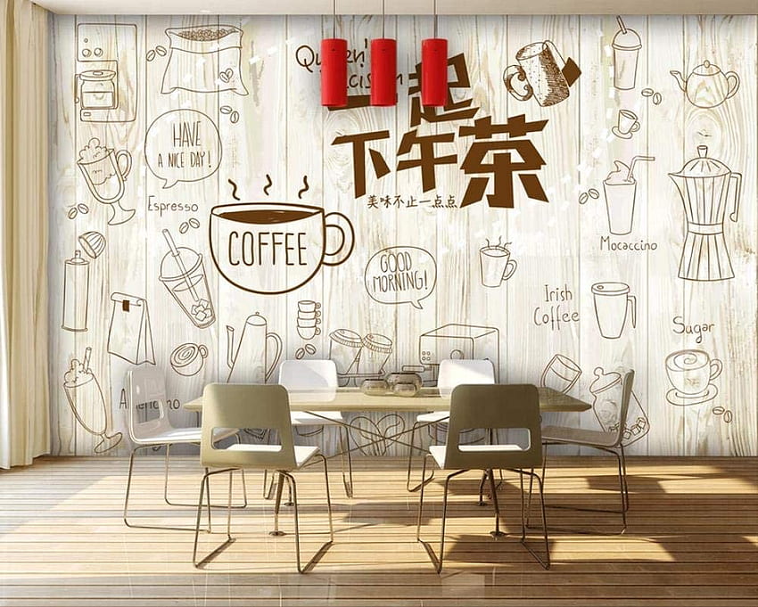 Wall Murals 3D Sleek Minimalist Together Afternoon Tea Gourmet Dining Cafe Tooling Wall 300Cmx210Cm HD wallpaper