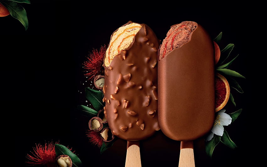 Ice cream, black, brown, chocolate, dessert, food, vara, sweet, summer, vector HD wallpaper