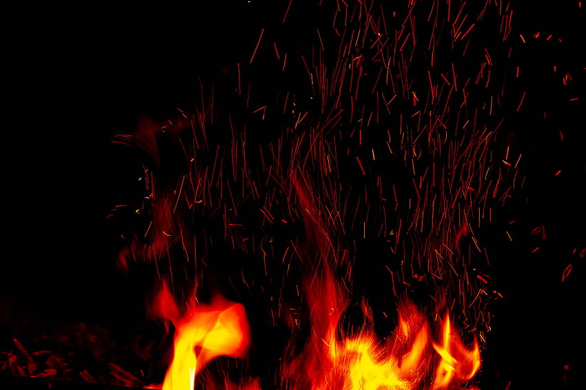 Fire, Dark, Flame, Sparks HD wallpaper