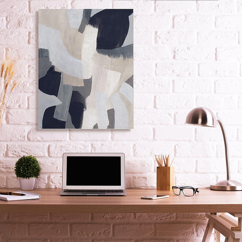 Stupell Industries Collage of Neutral Tone Abstract Shapes Blue Beige Canvas Wall Art - Overstock HD phone wallpaper