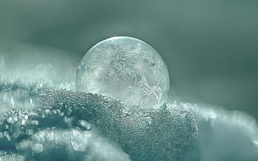 Ice ball, winter, blue, white, iarna, ball, ice HD wallpaper
