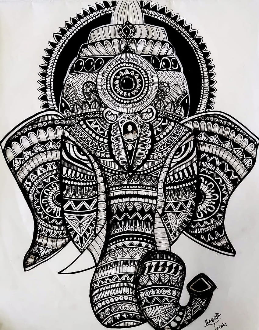 Mandala ganesha, symbol, art, mandala-art HD phone wallpaper
