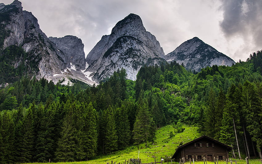 Gosau, dağlar, Avusturya Alpleri, yaz, çözünürlük ile Avrupa. Yüksek kalite HD duvar kağıdı