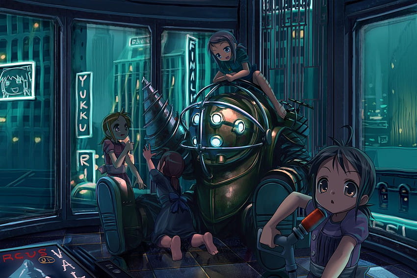 일본 만화 영화. Bioshock은 애니메이션 처리를 얻습니다. 일본 애니메이션 HD 월페이퍼