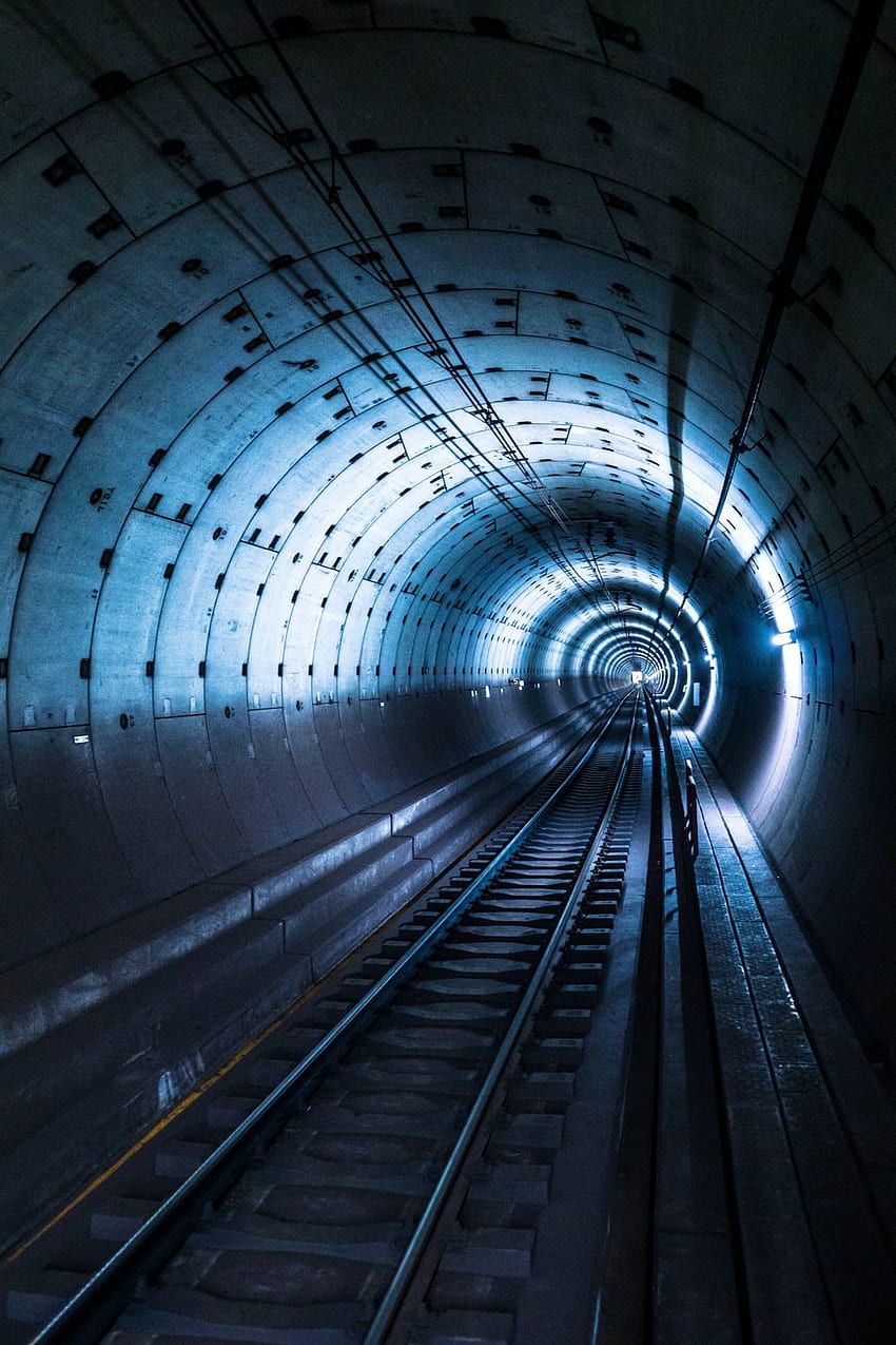 Zugtunnel aus grauem Beton – Straßengrafik HD-Handy-Hintergrundbild