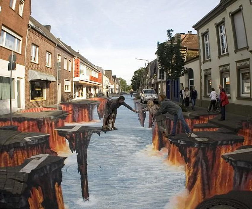 3D Optical Illusion Street Art. Art HD wallpaper
