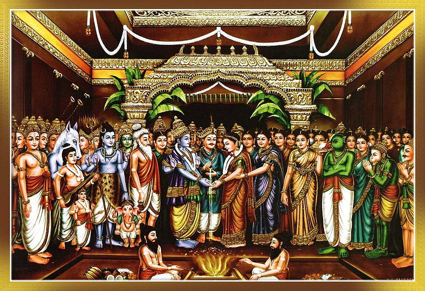 POSTERPOT Srinivasa Kalyanam Soyut Mat Kaplama Kağıt Duvar Posteri (Renkli, 13X19 İnç): Ev ve Mutfak HD duvar kağıdı