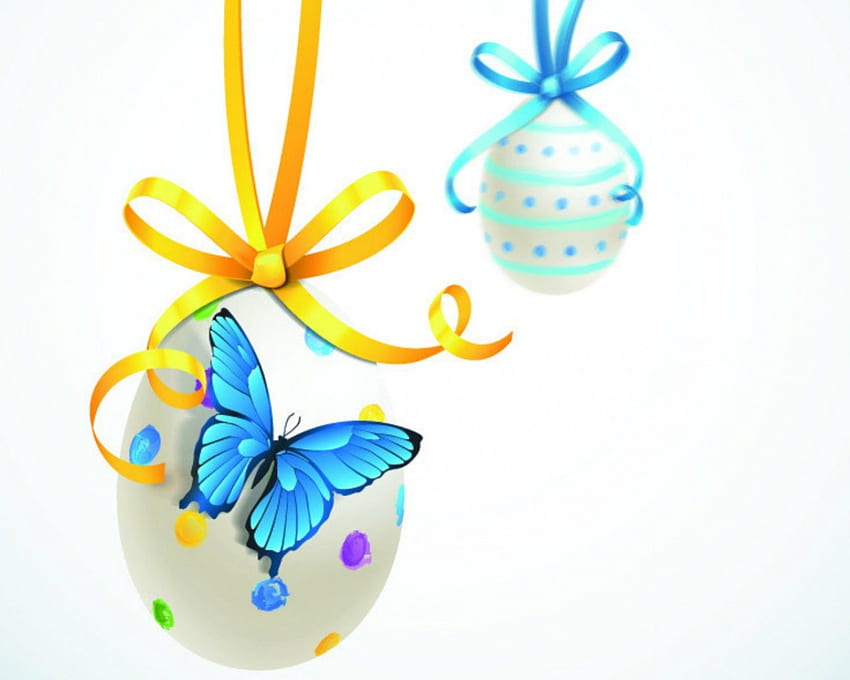 Великденски яйца, великден, пеперуда, изкуство, яйца HD тапет