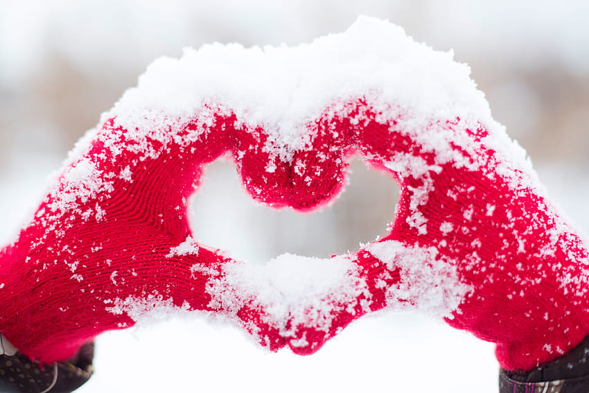 Love heart, Hands, Snow, Winter, , Love HD wallpaper