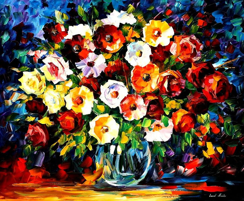 Karangan Bunga Perayaan, lukisan, seni, indah, bunga, warna-warni Wallpaper HD