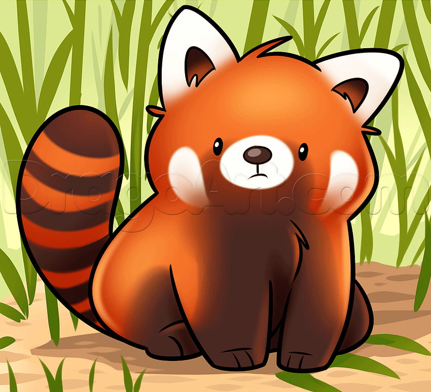 Premium Vector | A cartoon drawing of a red panda with a brown background.