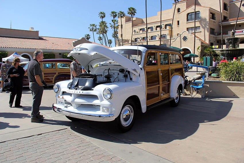 Chevy Woodie, Bowtie, White, Classic, GM HD wallpaper