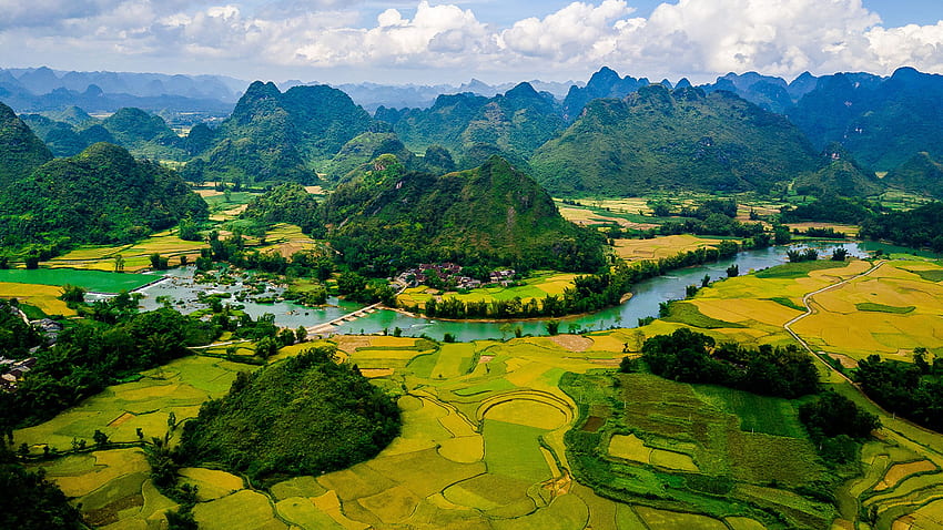 Vietnam Cao Bang Nature mountain Fields landscape HD wallpaper
