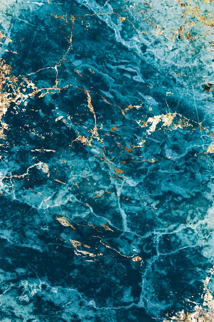 Blue and gold marble textured, Teal Gold Marble HD phone wallpaper