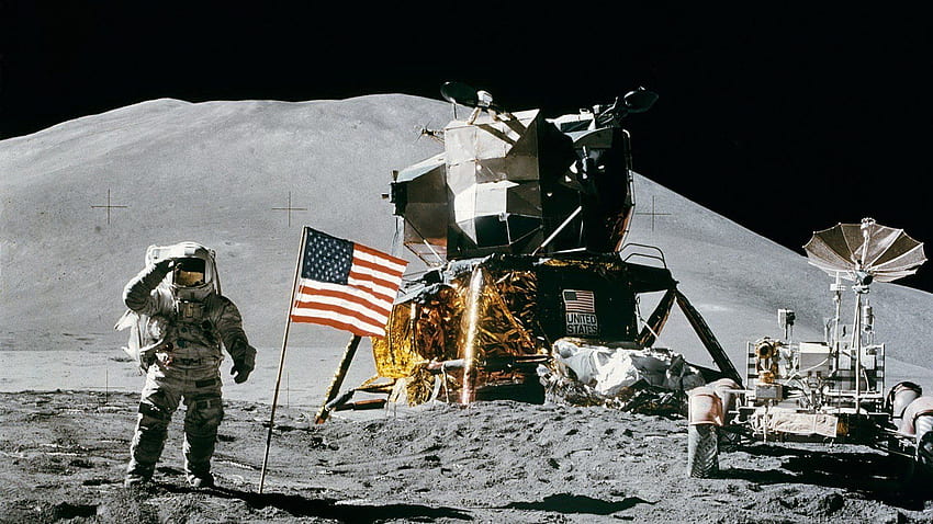 Mond, Astronaut, NASA, amerikanische Flagge / und mobiler Hintergrund HD-Hintergrundbild