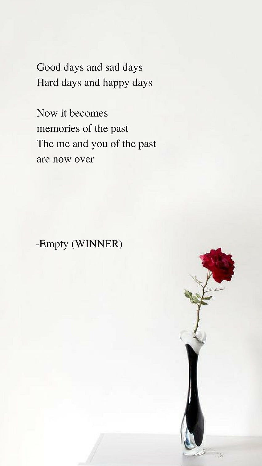 Empty by WINNER Lyrics . Song lyrics , Bts lyrics quotes, Song quotes, Sad Kpop Quotes HD phone wallpaper