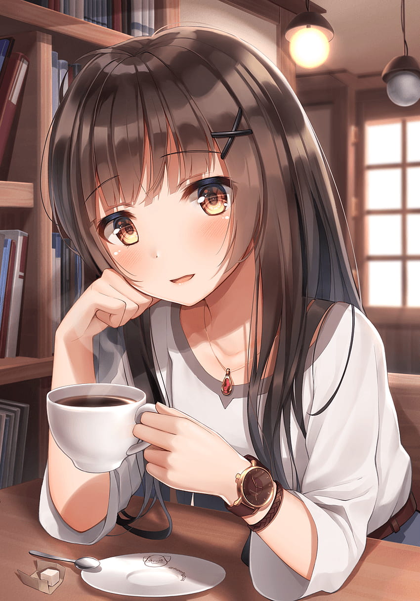Anime Kaffeetrinken HD-Handy-Hintergrundbild