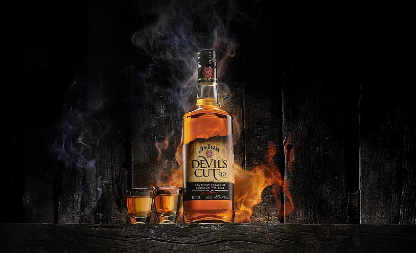 Alkohol, Feuer, Flaschen, Jim Beam, Rauch, Whisky, Bourbon / und mobiler Hintergrund HD-Hintergrundbild