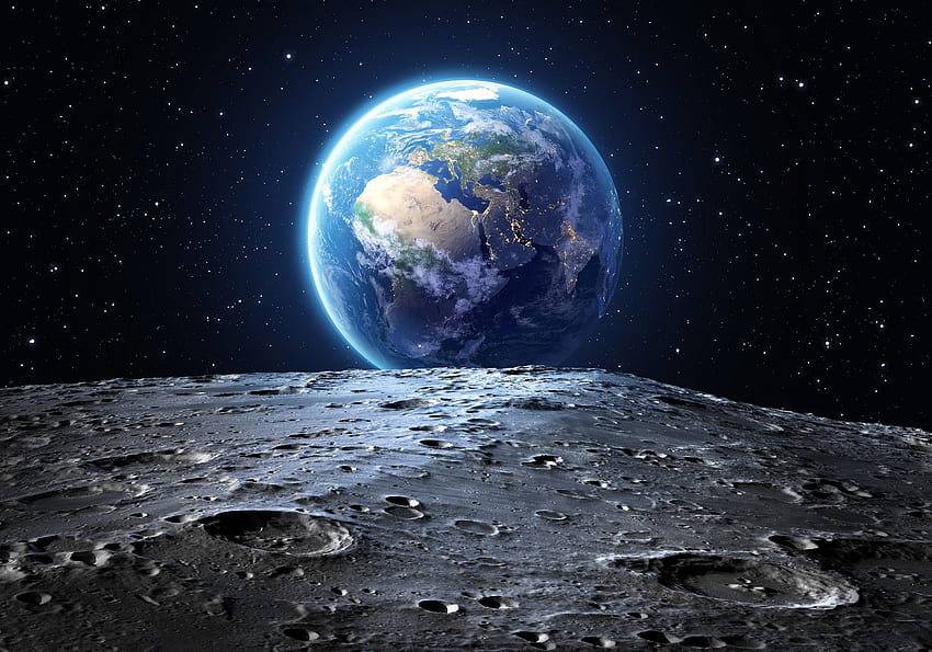 Księżyc w pełni i tło, powierzchnia księżyca Tapeta HD